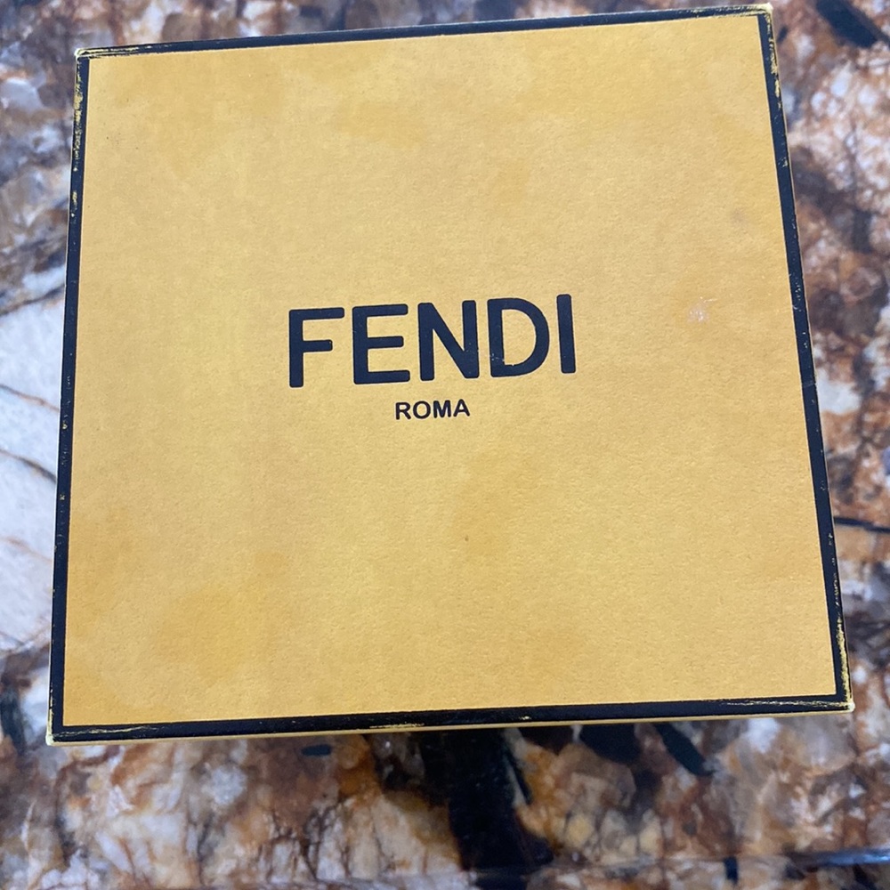 Fendi Amber Resin 'F' Logo Earrings with Gold Hardware - Picture 4 of 4